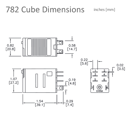 782 Series Relay Cube Dims